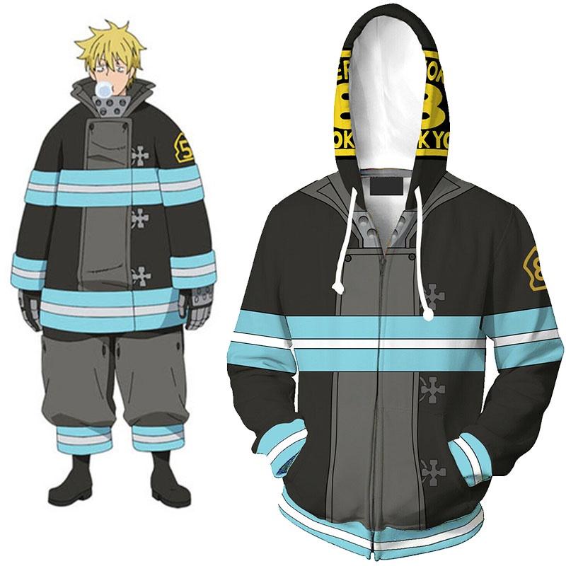 Anime Enn Enn No Shouboutai Fire Force sweat à capuche Firesoldier veste manteau Costumes