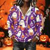 Women's Long Sleeve Pullover Hoodie with Halloween Print