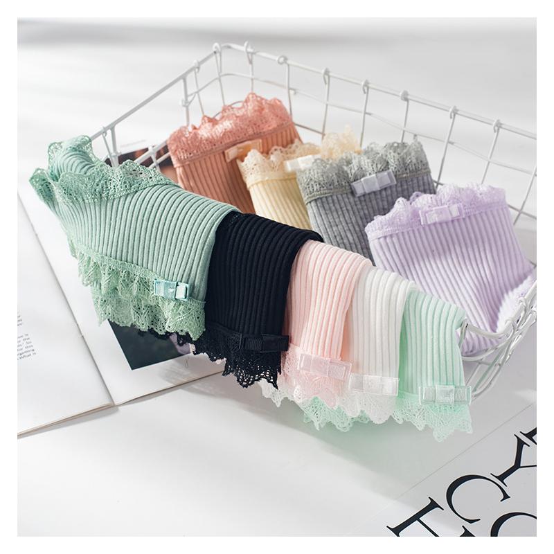 Cotton Panties Woman Sexy Lace Briefs Fashion Solid Color Knickers Girls Bow Underpants Set Underwear 3 Pcs/lot