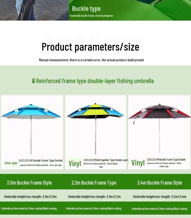 Daiwei Outdoor Rainproof Sun Protection Folding Fishing Umbrella, Universal Fit, 2.4m & 2.2m Sizes