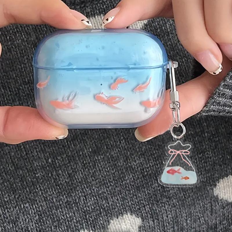 Blue Gradual Change Goldfish Pattern iPhone Earphone Case for AirPods 1/1/1/1 /pro/pro1