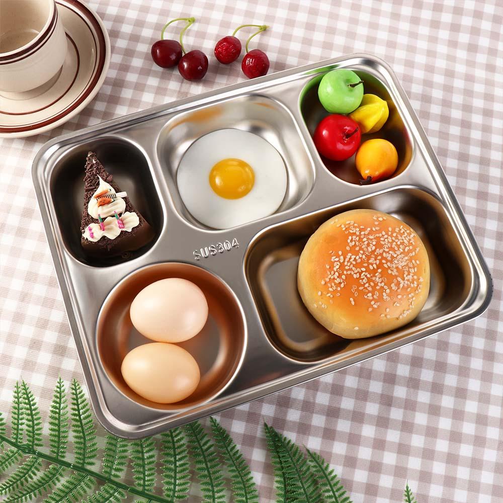 for Food Control with Compartments Stainless Steel Dividers Platter Dinner Plates Serving Tray