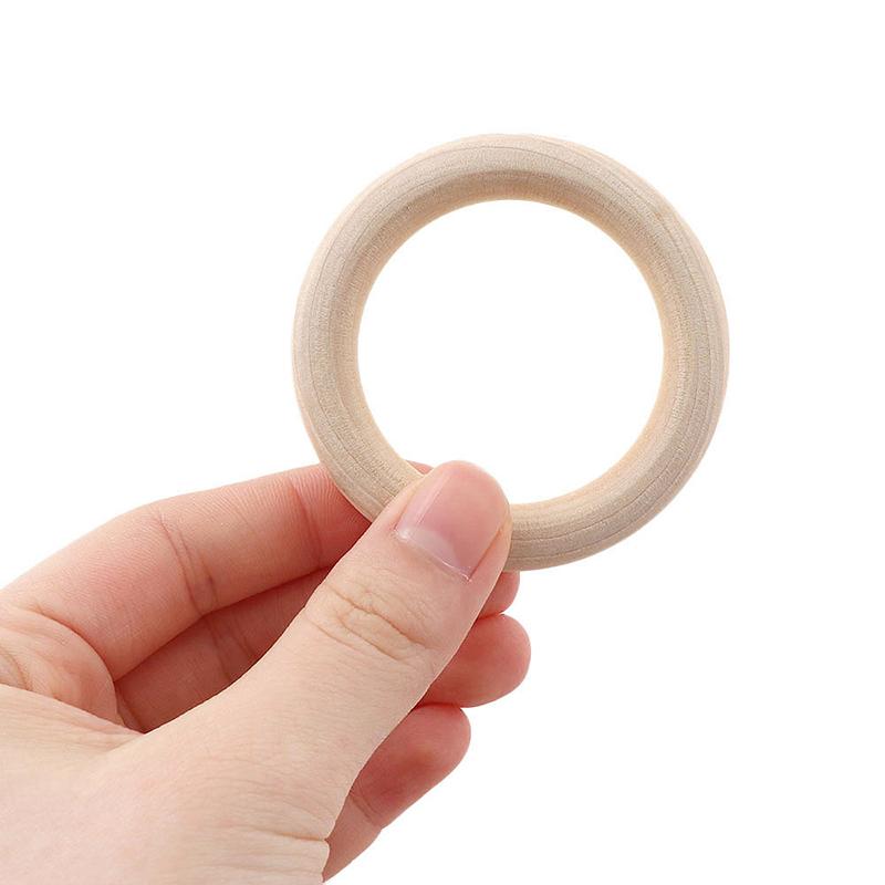 50Pcs Wooden Beads Pendant Connectors Circles Rings Beads Natural Wood Ornament