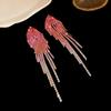 Silver Needle Diamond Geometric Love Fringed Earrings Versatile Light Luxury Personalized Earrings Fashion High Sense Niche Earrings Women