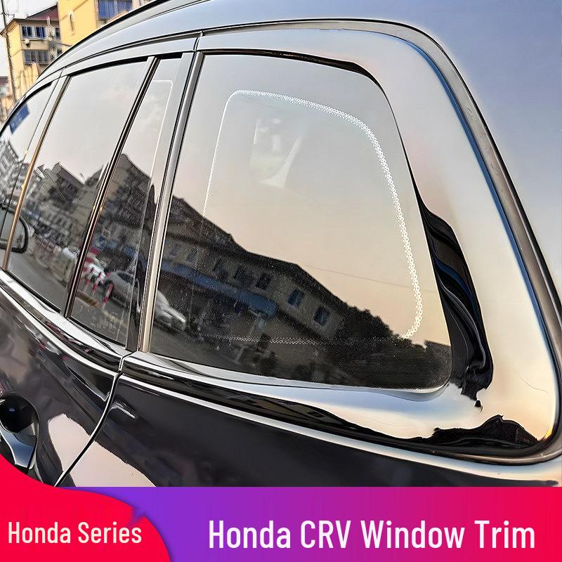 Honda CRV Haoying B-Pillar Door Trim: Black Chrome Strips