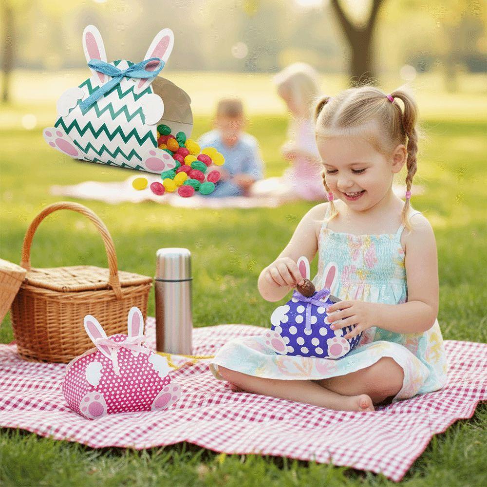 Rabbit Shape Easter Paper Candy Box Empty Bunny Candy Box Unique Cookie Bags Kids Gifts