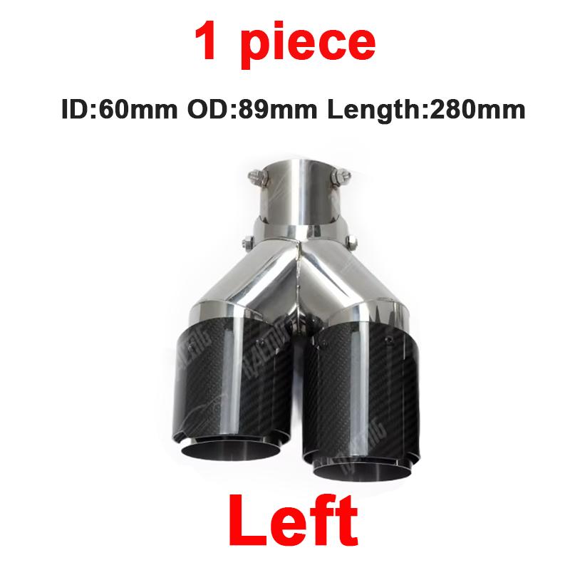 1 Piece ER Car Universal Angle Adjustable Double Outlet Real Carbon Fibre Exhaust Tip Straight Edge Muffler Tip For Modified