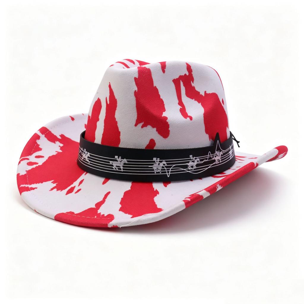 New Party Top Hat, European, American and Western Cowboy Hat, Cow Pattern Sunscreen Sun Hat, Retro Trend