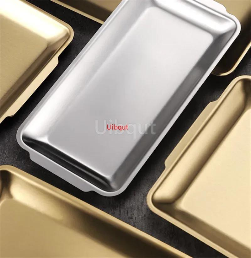 304 gold golden Stainless Steel Food Storage Trays BBQ Sushi Flat Dish Bread Pastry Baking Pan Kitchen Fruit Vegetable Plate