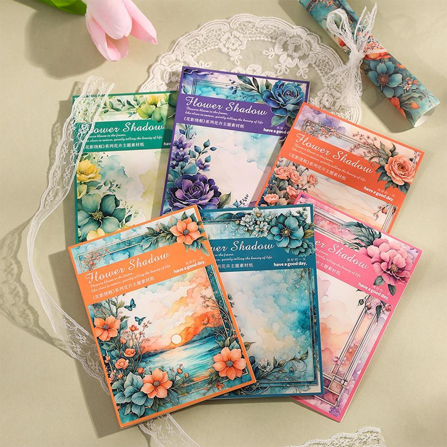 30Pcs Vintage Floral Scrapbook Paper Flower Frame Decorative Sheets For Journal DIY Collage Planner Craft Scrapbooking Supplies