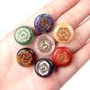 Set de 7 Piedras de Chakra 18x18mm Cristal Natural Redondas Piedras de Palma Símbolo de Chakra Grabado Cristal de Sanación Reiki Meditación