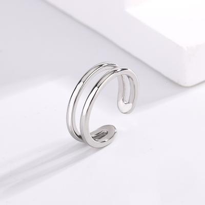 925 Silver Geometry Double-Layer Adjustable Vintage Women's Rings Beautiful Luxury High Quality Jewelry Accessories Jewellery