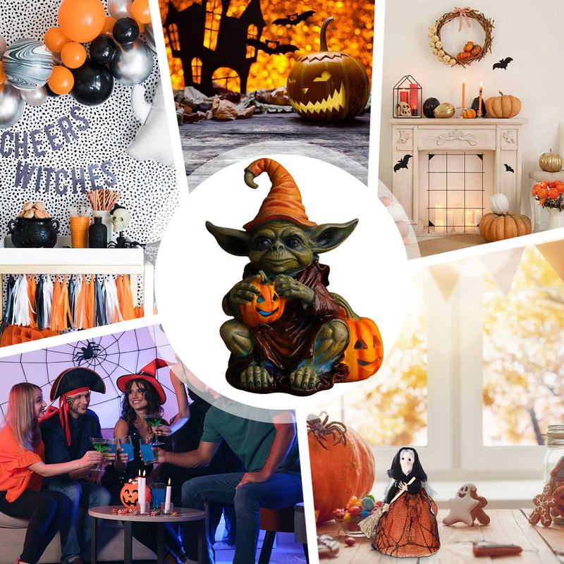 Halloween Pumpkin Lights Desk Figurine Halloween Resin Halloween Figurine For Halloween Decorations Lighted Halloween Statue