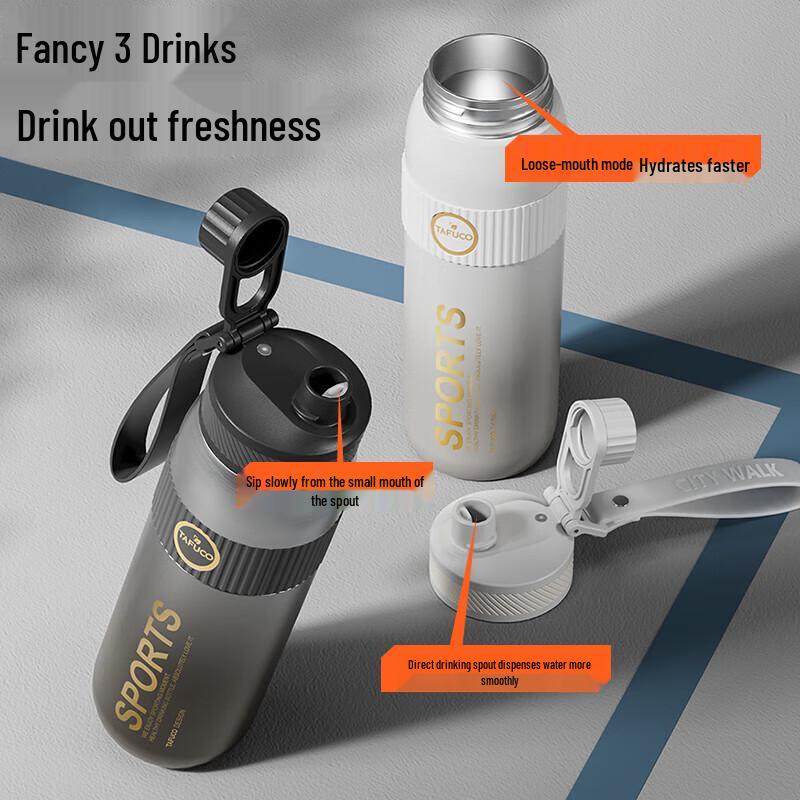 TAFUCO 600ml Insulated Dual-Drink Straw Water Bottle