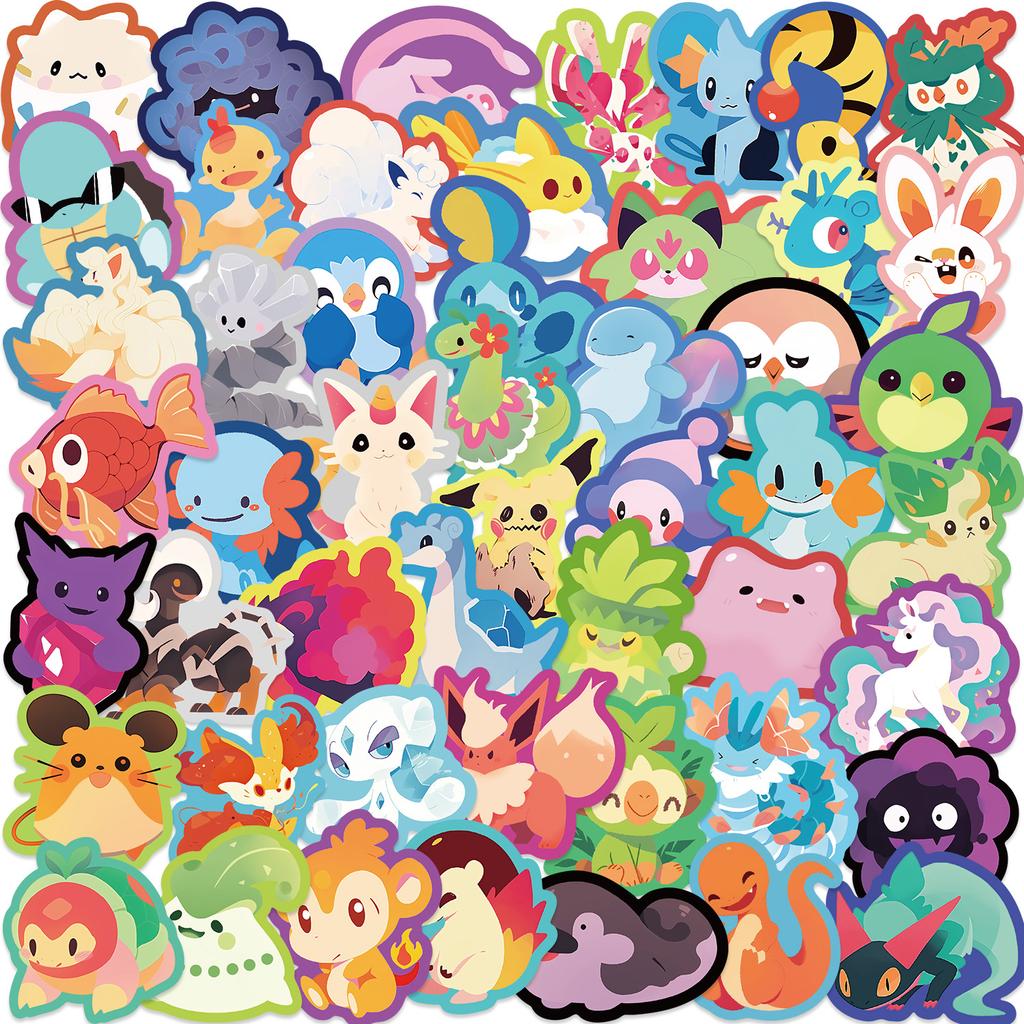 50pcs Pocket Monster Cartoon Graffiti Sticker DIY Suitcase Skateboard Refrigerator Notebook Waterproof Sticker