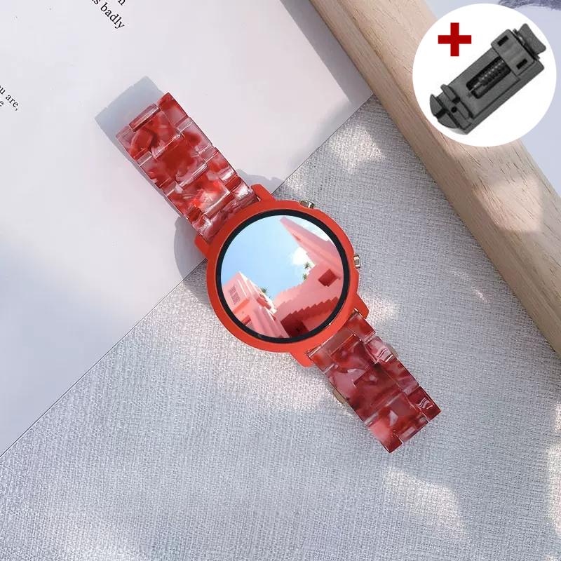 

Ремешок из смолы 20 мм 22 мм для Samsung Galaxy Watch 3 41 мм 6 Classic 43 47 4 5 45 мм 42 40 44 мм active 2 ремешок для часов для Huawei 4 GT 3 pro для женщин и мужчин 22mm ярко-розовый