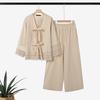 ZANZEA Two Piece Suit Women V Neck Long Sleeve Lace-up Blouse and Pants Casual Sets