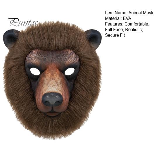 Full Atmosphere Animal Costume Realistic Mask, Sheep Brown Bear Face Novelty Mask for Adults Cosplay Halloween Party Props Parties