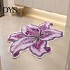 Decorative Lily Shape Rug Floor Mat, Absorbent Velvet for Bathroom And Entrance, Non-slip Washable Bedroom Area Flower Dressing Table, Soft