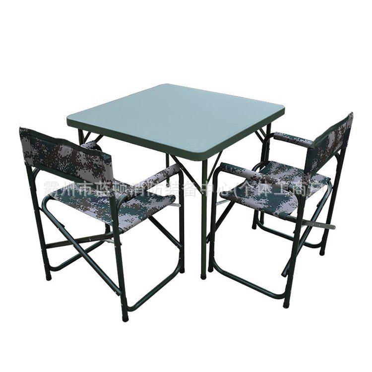 Portable All-Steel Military Green Field Training Table and Chair Set for Outdoor Use