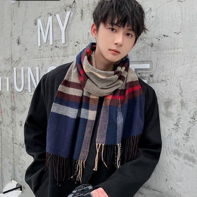 Autumn And Winter Scarves Imitation Cashmere Warm Men'S Plaid Scarf Manufacturers