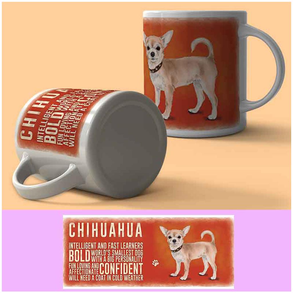 Les Trésors De Lily [A2177] - Mug céramique 'Chiens' orange (chihuahua) - 95x80 mm