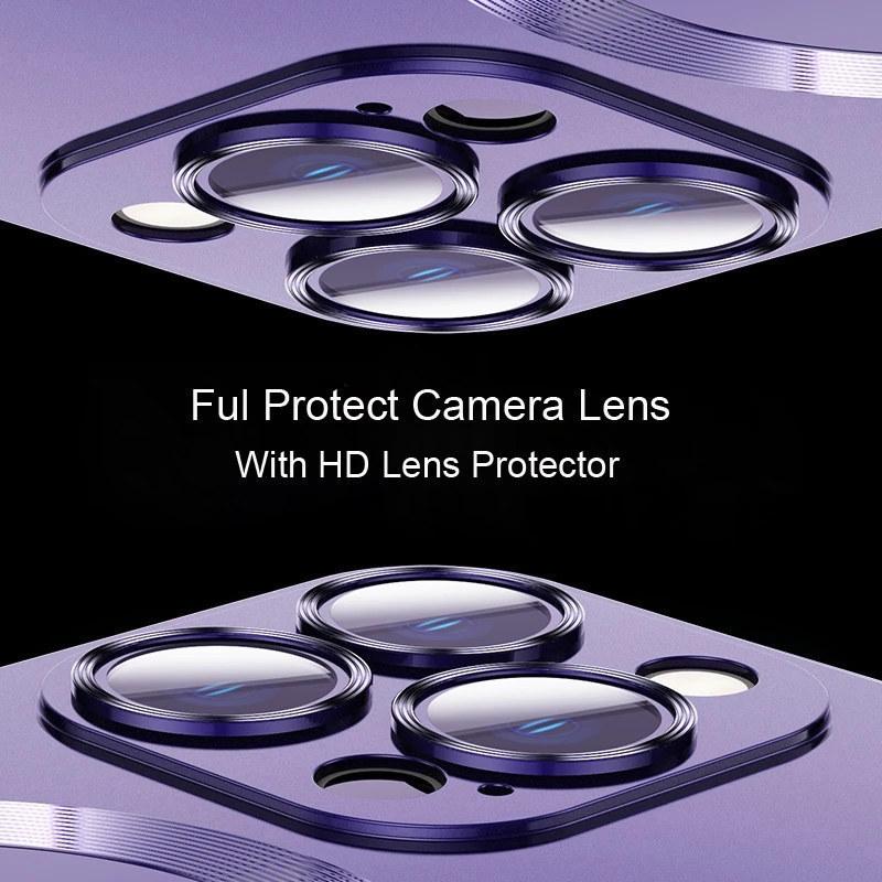 For Magsafe Wireless Charge Plating Silicone Case For iPhone 15 14 13 12 11 Pro Max Plus 14Pro iPhone14 With Lens Protector Cover