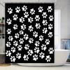 White Paw Print Shower Curtain Home Decor Waterproof Bath Mat Room Decoration