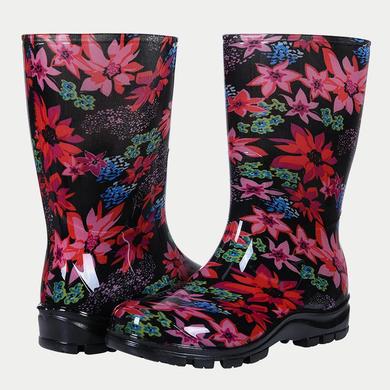 Fashion Kidmi Summer Women's Rain Boots Fashion Women Waterproof Boots Outdoor Work Anti-Slip Home Boots Soft Comfortable Rubber Shoes