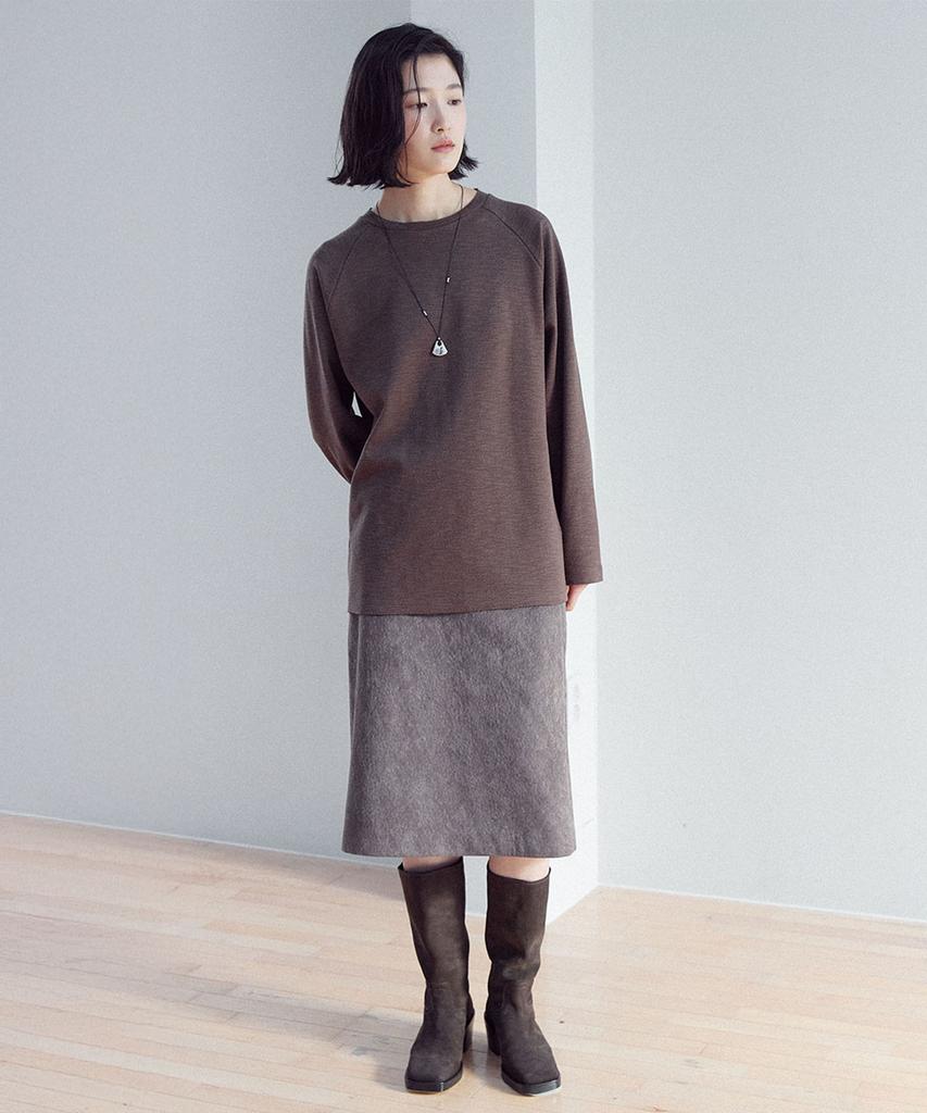 Yutosiseu Suede Midi Skirt(Brown)