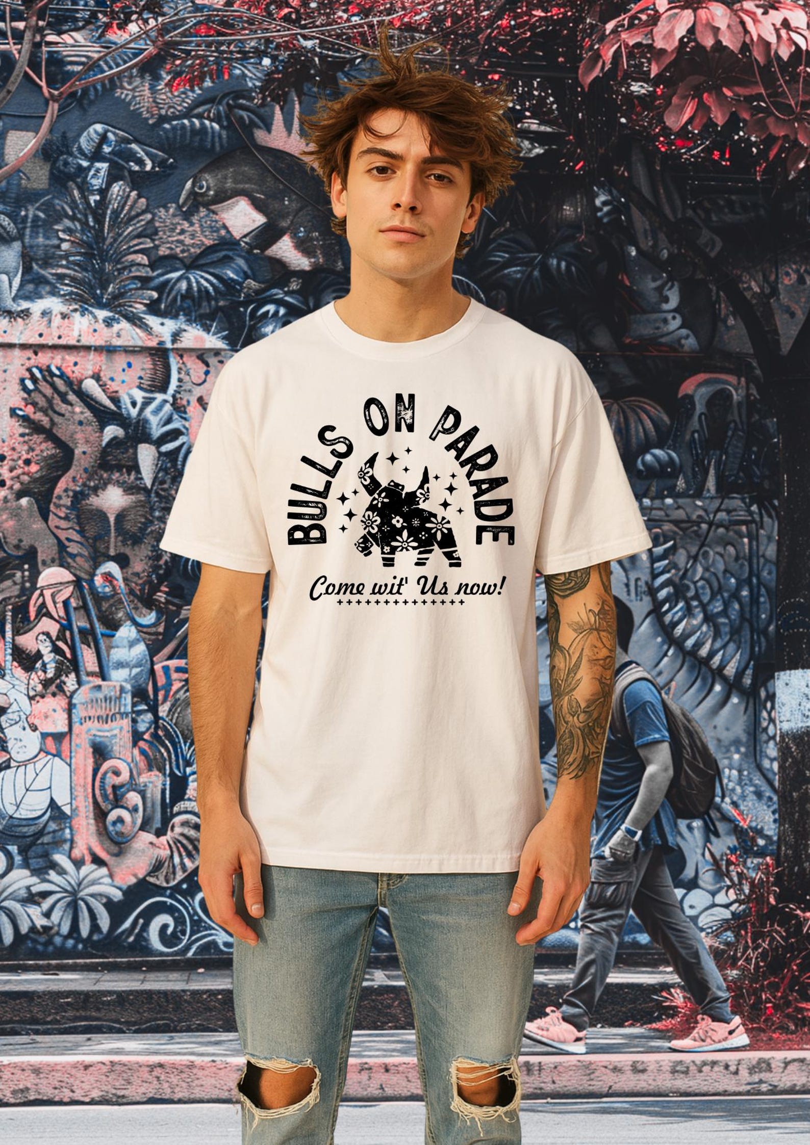 Eat the Streets Oversized Streetwear T-Shirt – 90s Grunge Graphic Tee, Band-Inspired Unisex Shirt 2XL