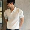 Sommer Eis Seide Herren Polo Kurzarm T-Shirt Dünnes Hemd Mode V-Ausschnitt Gestreift Gestricktes Unterhemd Herren