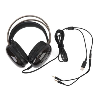 Gaming Headset RGB Rainbow Lighting Wired Adjustable Headband Over Ear Headphone with Mic for PC