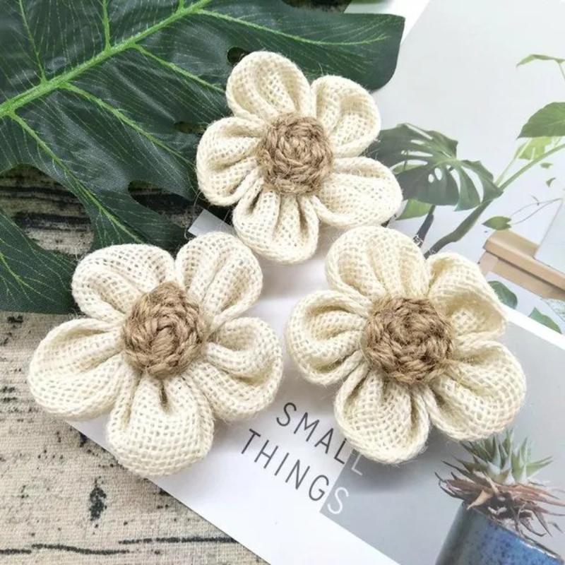 10Pcs Handmade Natural Jute Burlap Hessian Flower DIY Craft Supplies Vintage Favor Rustic Christmas Party Wedding Decoration
