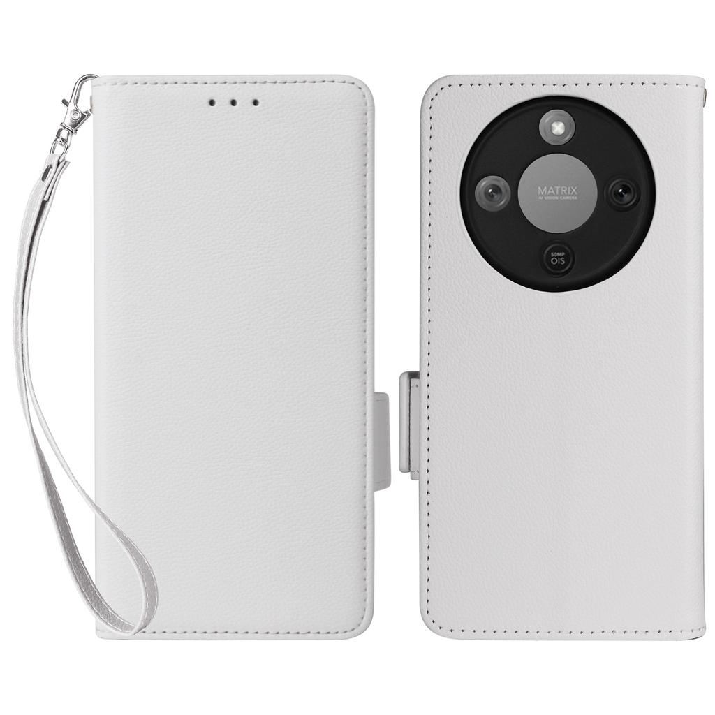 For Honor Magic8 Lite 5G/X9d 5G/X70 5G Case Litchi Texture Wallet Leather Phone Cover with Wrist Strap
