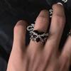Harajuku Dark Wind Thorns Love Open Ring Trend Ins Cold Heart-shaped Ring for Women