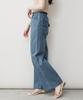 atONE Baggy Cargo Pants with Stretch Chino and Elasticated Baker Pants ATC-0030 Women's Wide-Leg (LL, BLUE)