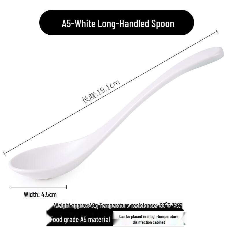 Melamine Long Handle Restaurant Soup Spoons, 10-Pack