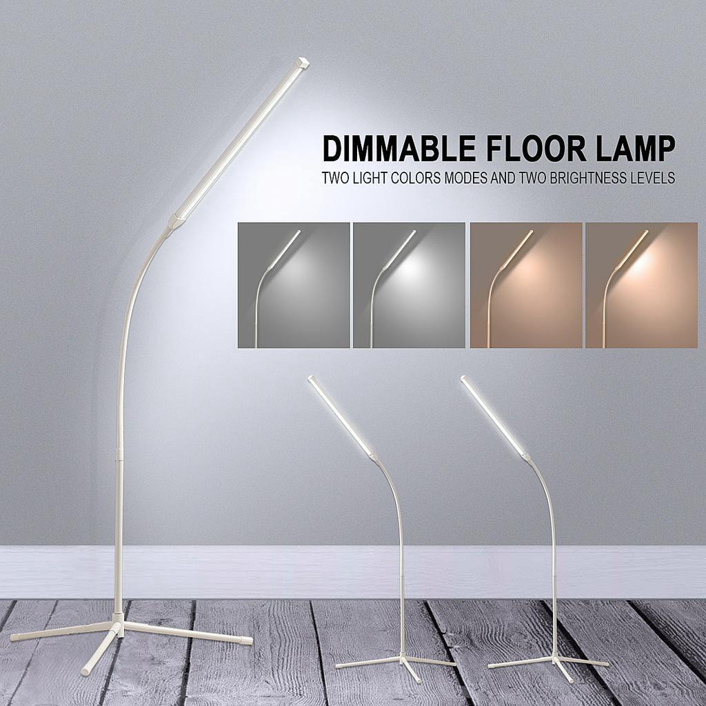 Adjustable LED Floor Lamp Rotatable Light Dimmable 1000LM White+Warm White Standing Reading USB+Clip+Plug,1.8M Line Home Office Desk Table