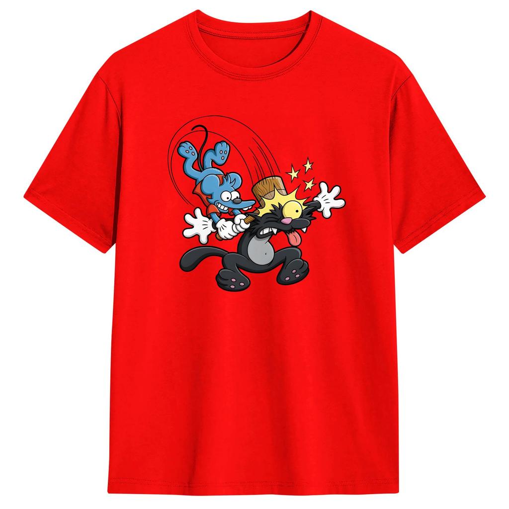 Itchy And Scratchy T Shirt Summer Cotton Tshirts For Men Trending Custom Logo Tee Shirt Shortsleeve Vintage Top Tees