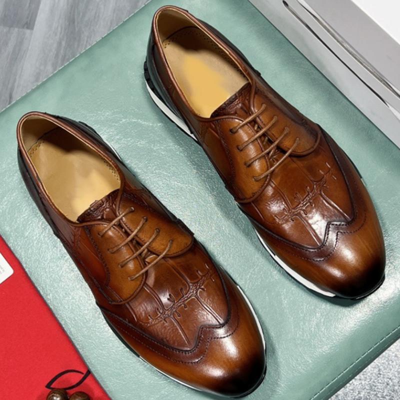 Fashion Men's casual leather shoes spring autumn Brock carved light lace-up cowhide sports wedding shoes zapatos sapat a17