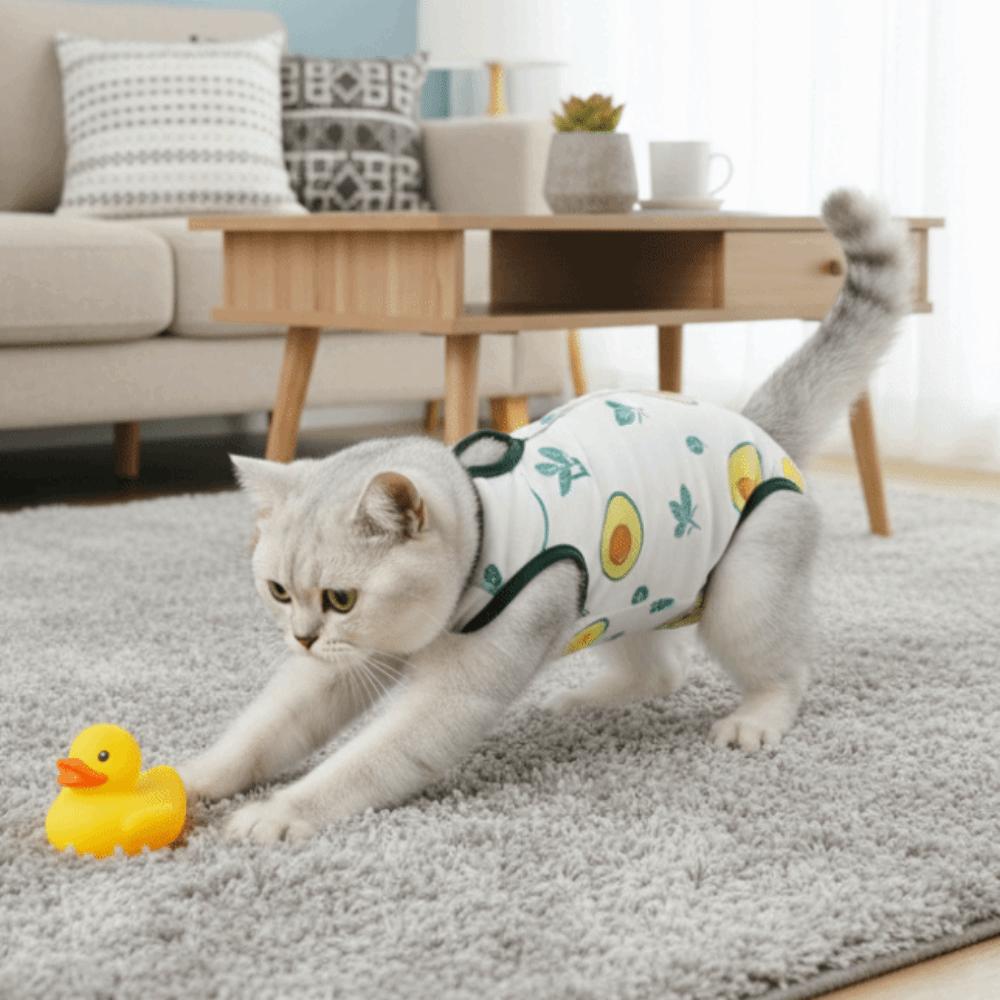 Fruit Printed Cat Sterilization Suit High Elasticity Cat Jumpsuit Pet Weaning Suit  Pet Care
