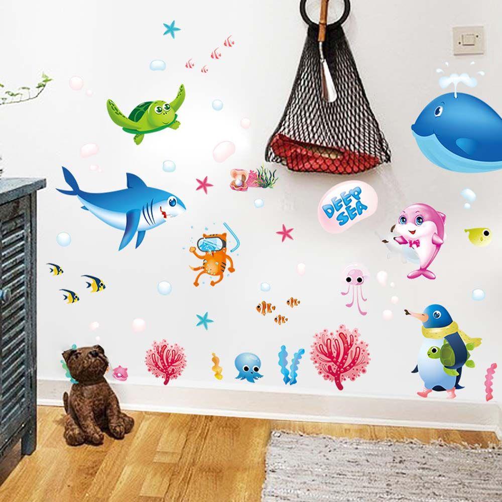 Jardin d'enfants Requin Imperméable Pour Chambre d'Enfants Décalcomanie Murale Décoration de Maison Autocollant Mural Auto-Adhésif