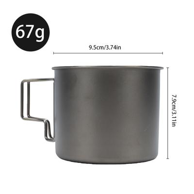 Ti Cup Camping Coffee Mug with Foldable Handle Lightweight Portable for Outdoors Travel Hiking 9CM