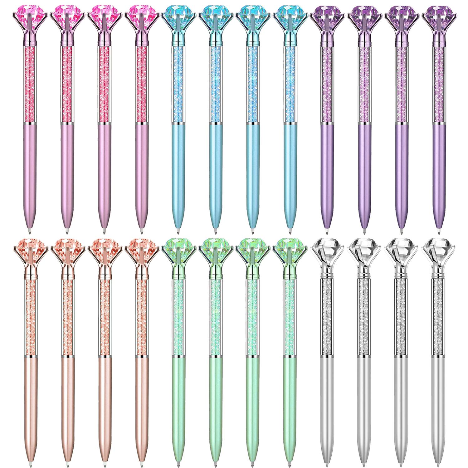 

24 шт. большие ручки с кристаллами и бриллиантами шариковая ручка с черными чернилами для школы, офиса, подарка на Рождество, свадьбу, день рождения 6 Colors x 24PCS чёрный