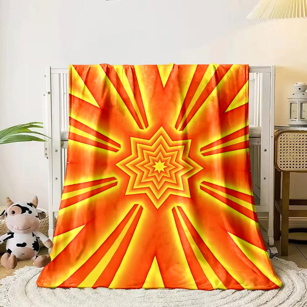 A radiating starburst pattern with orange and yellow gradient tones. for all seasons blanket lunch break throw gift 80cm x 120cm