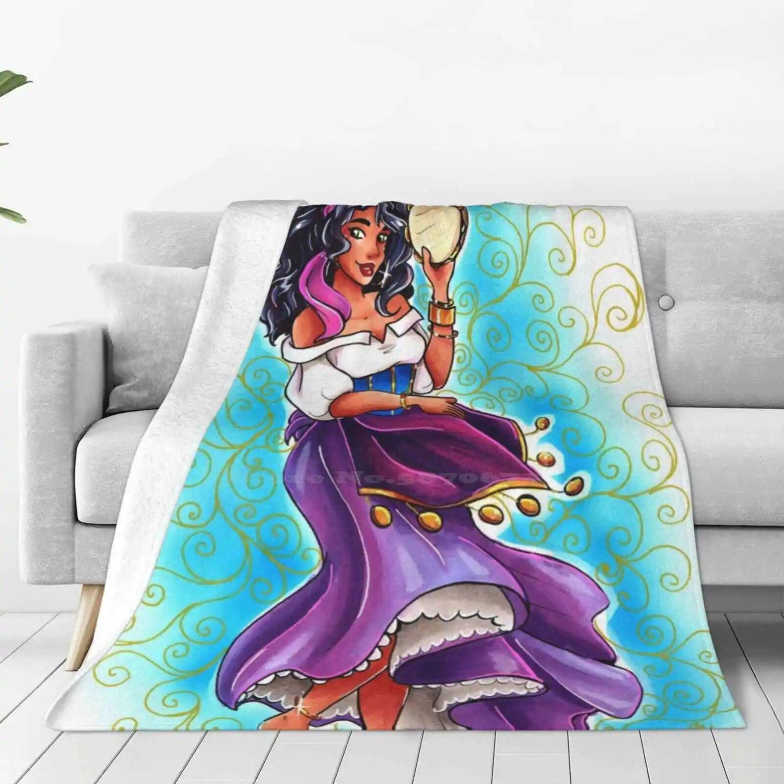 

Эсмеральда Креативный дизайн, легкое тонкое мягкое фланелевое одеяло, горбун из Нотр-Дама, Эсмеральда, фанарт, милая цыганка 75x100cm (30x40inch)