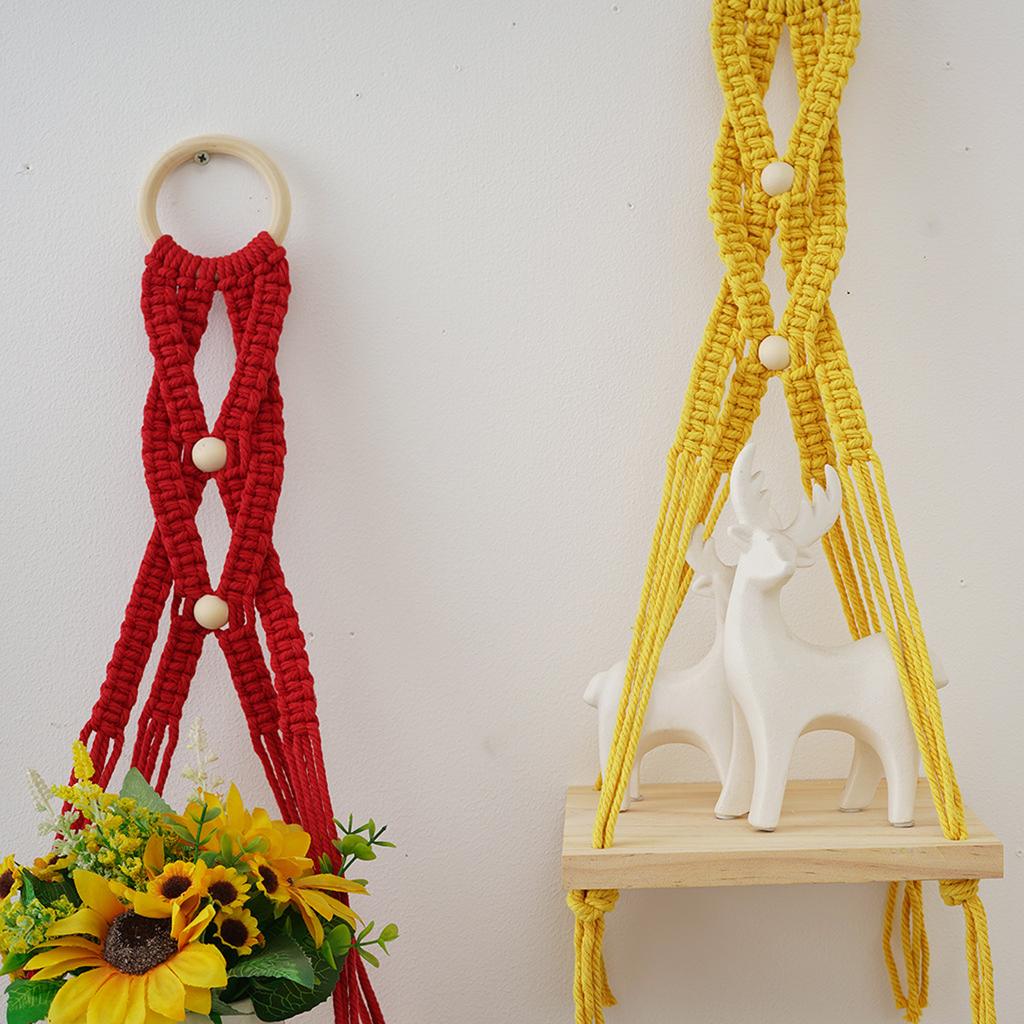 Handmade Macrames Wall Hanging Shelves Decorative Storage Rack for Plant Books and Vases Household Organization