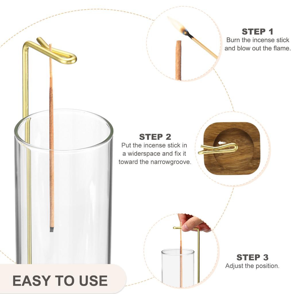 Incense Holder Modern Incense Burner with Removable Glass Ashes Catcher Incense Sticks Base for Room Decor Yoga Meditation