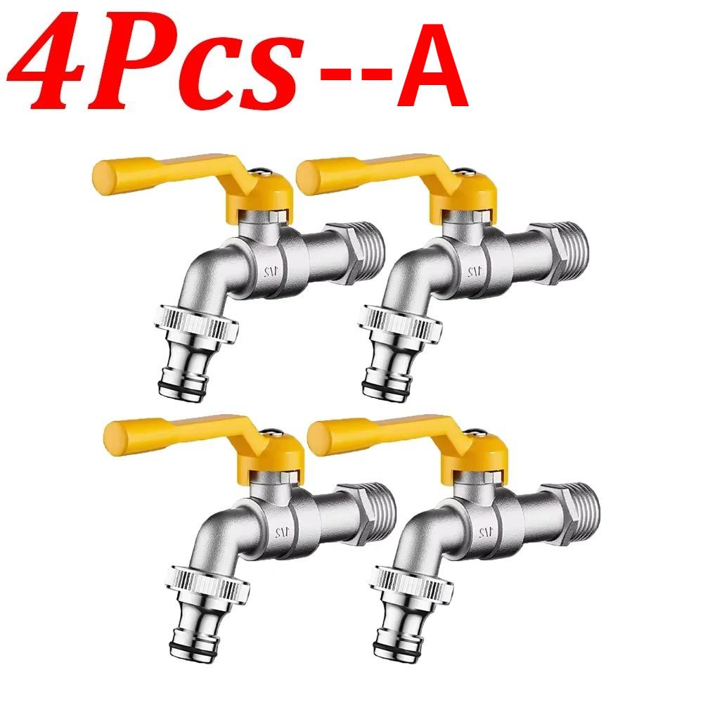 1-4pcs 4/6'' Garden Hose Brass Tap Faucet One Into Two Out 4 Points All Copper Faucet for Outdoor Garden Balcony Hose Connector